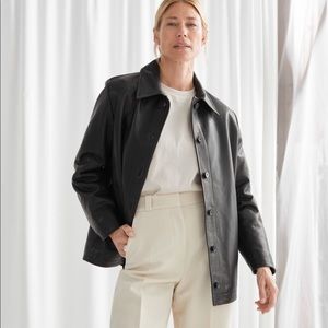 ISO & Other Stories Padded Leather Jacket XS